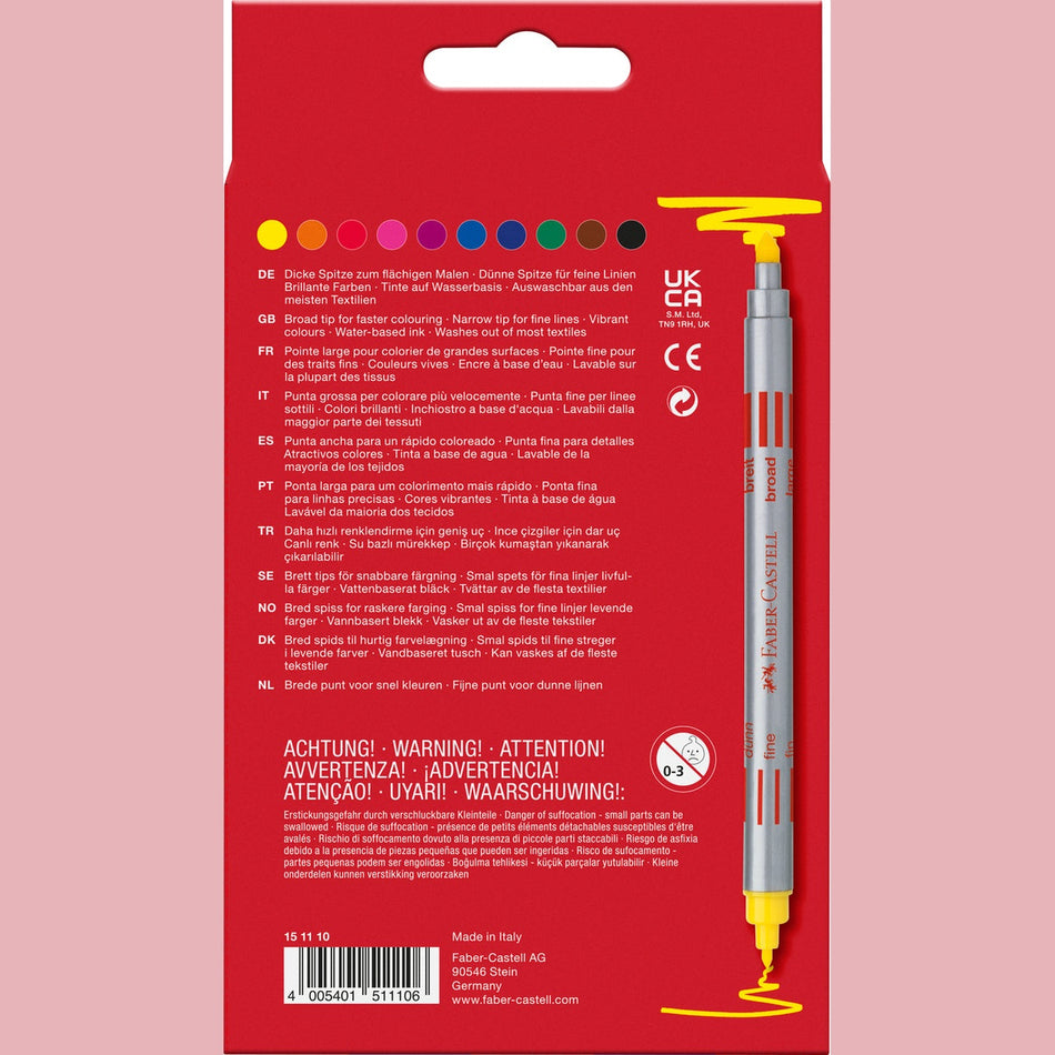 Marcadores bicolor de ponta dupla Faber-Castell 10 cores