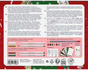 Kit Criativo Faber-Castell Goldfaber Happy Holidays - Verso da embalagem e conteúdo