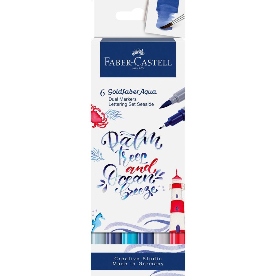 Marcadores Faber-Castell Goldfaber Aqua Dual — conjuntos de 6 — Mar