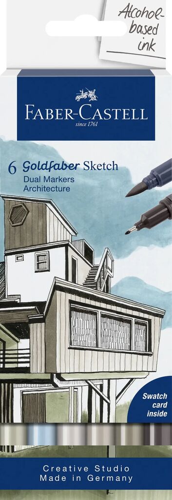 Conjunto 6 Marc. ponta dupla Goldfaber Sketch Arquitetura - Faber-castell