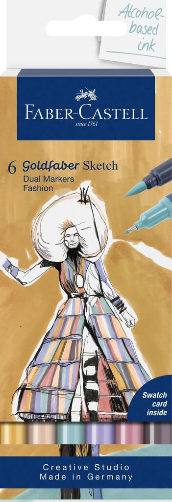 Conjunto 6 Marc. ponta dupla Goldfaber Sketch Moda - Faber-castell