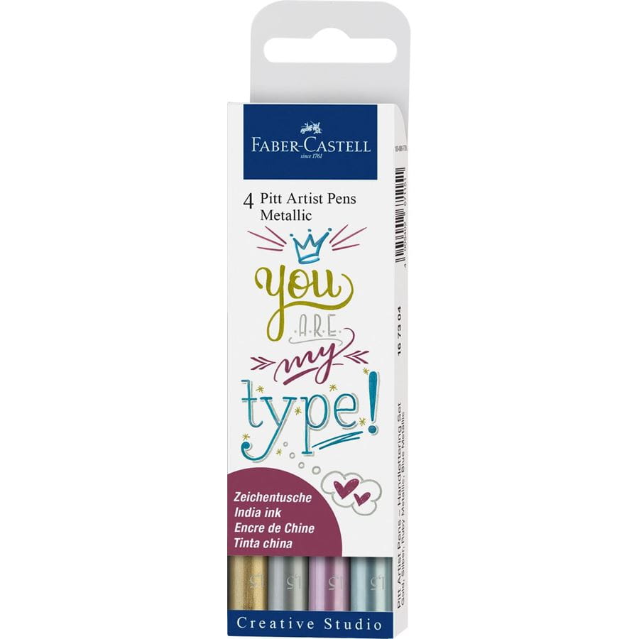 Conjunto Faber-Castell Pitt Artist Pen Metallic para caligrafia — 4
