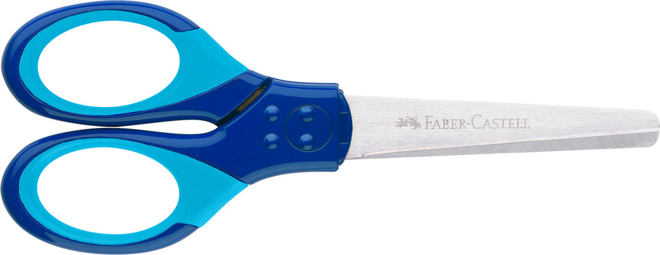 Tesoura Faber-Castell Grip com proteção L+R Azul