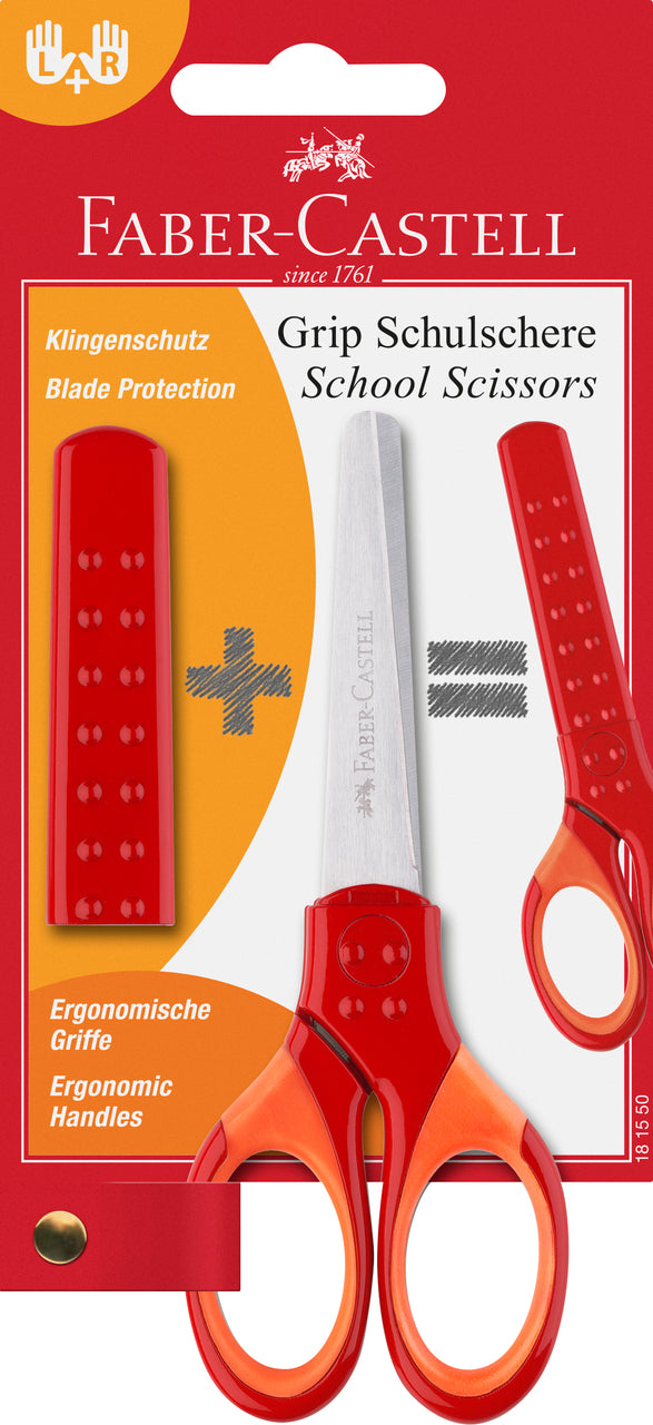 Tesoura Faber-Castell Grip com proteção L+R Vermelha