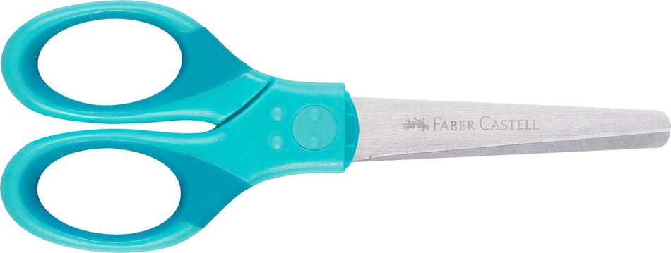 Tesoura Faber-Castell Grip com proteção L+R Azul Turquesa