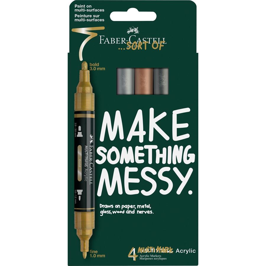 Marcadores acrílicos Faber-Castell Multimark — conjuntos — Metálicos — 4