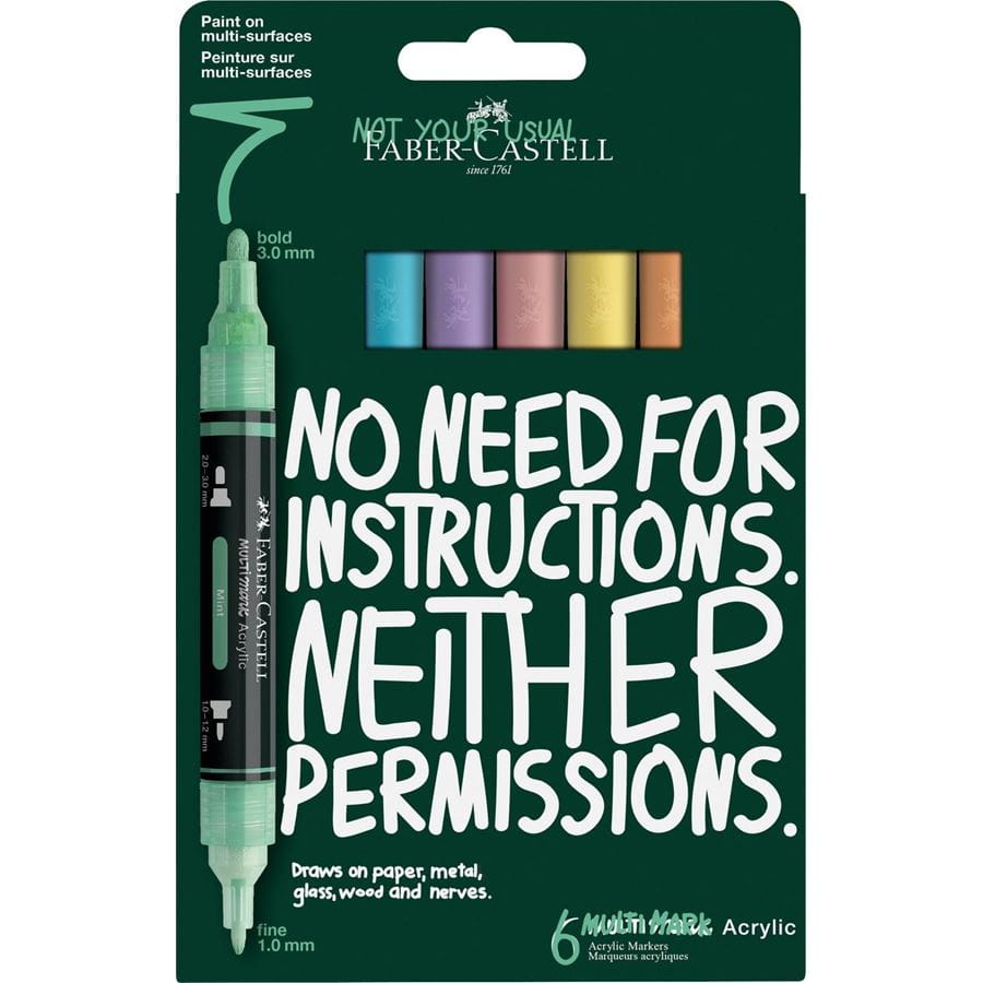 Marcadores acrílicos Faber-Castell Multimark — conjuntos — Pastel — 6