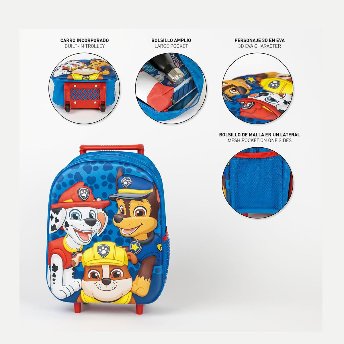 Mochila Patrulha Pata pré-escolar com trolley - Papelaria Encantada