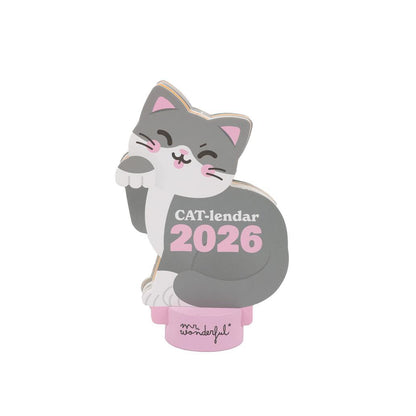 Calendário de mesa 2026 com base Gato - Cat-lendar