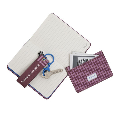Conjunto de caderno A6 + porta-moedas + porta-chaves - Pied de poule Mr.Wonderful