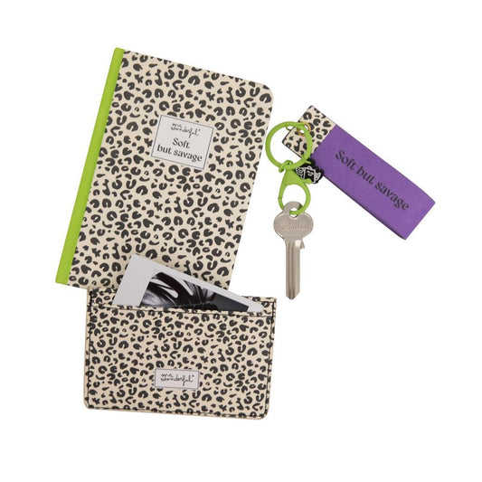 Conjunto de caderno A6 + porta moedas + porta-chaves estampado animal com bolinhas Mr.Wonderful