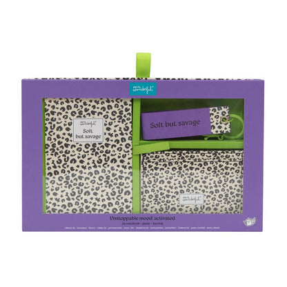 Conjunto de caderno A6 + porta moedas + porta-chaves estampado animal com bolinhas Mr.Wonderful