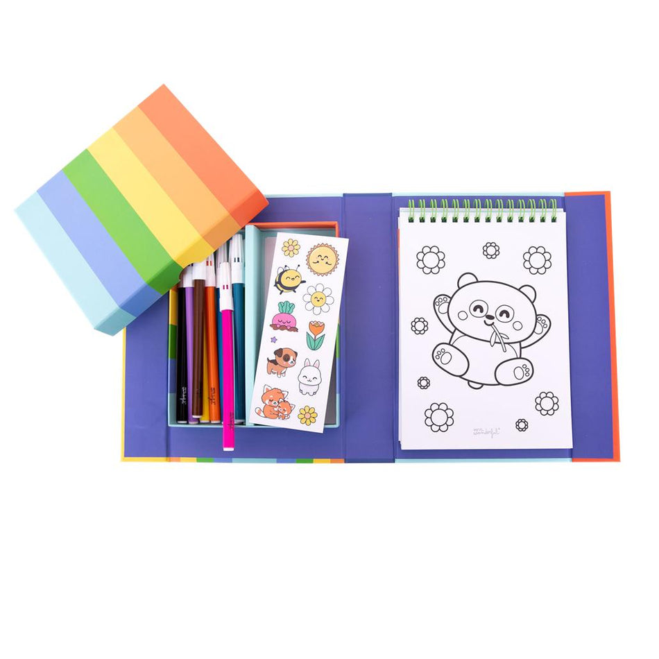 Livro de colorir + canetas de cor + autocolantes - Add some colour to life Mr. wonderful