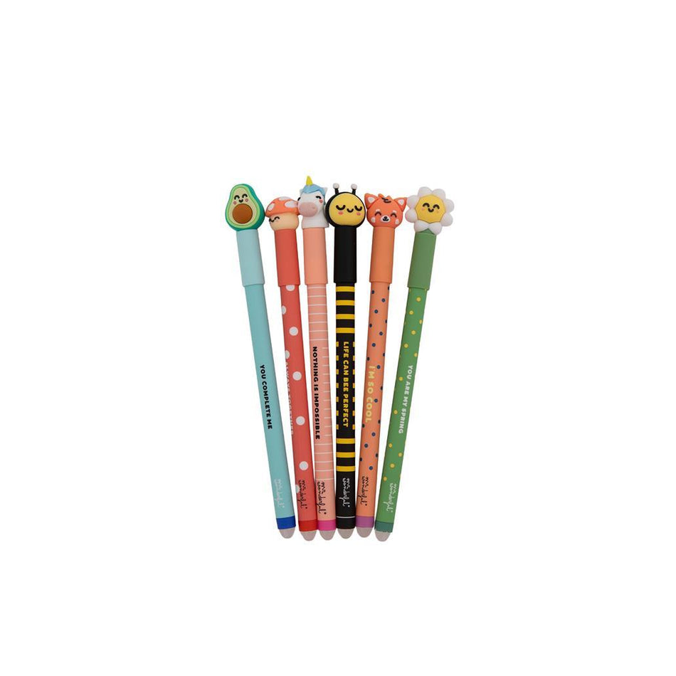 Conjunto 6 canetas apagáveis Bo-Bo - Animais Mr.wonderful