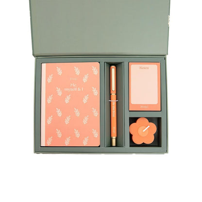 Kit com caderno A6 + caneta + bloco de notas + vela perfumada - Eu, eu mesmo & eu Mr.wonderful