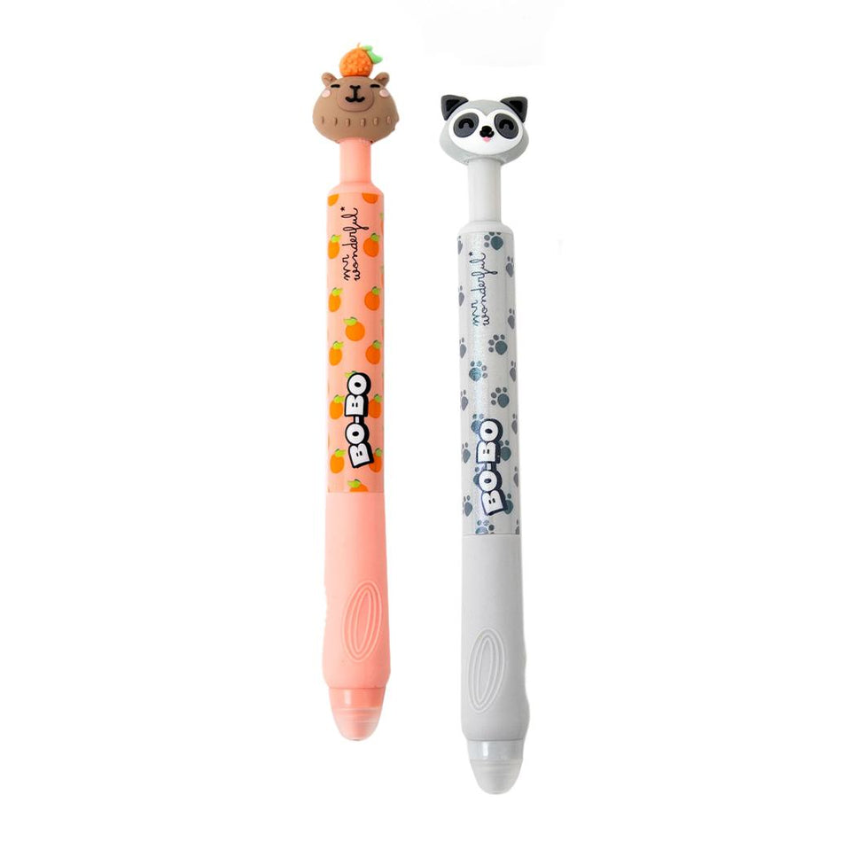 Conjunto 2 canetas apagáveis Bo-Bo Click - Capivara e Guaxinim Mr.wonderful
