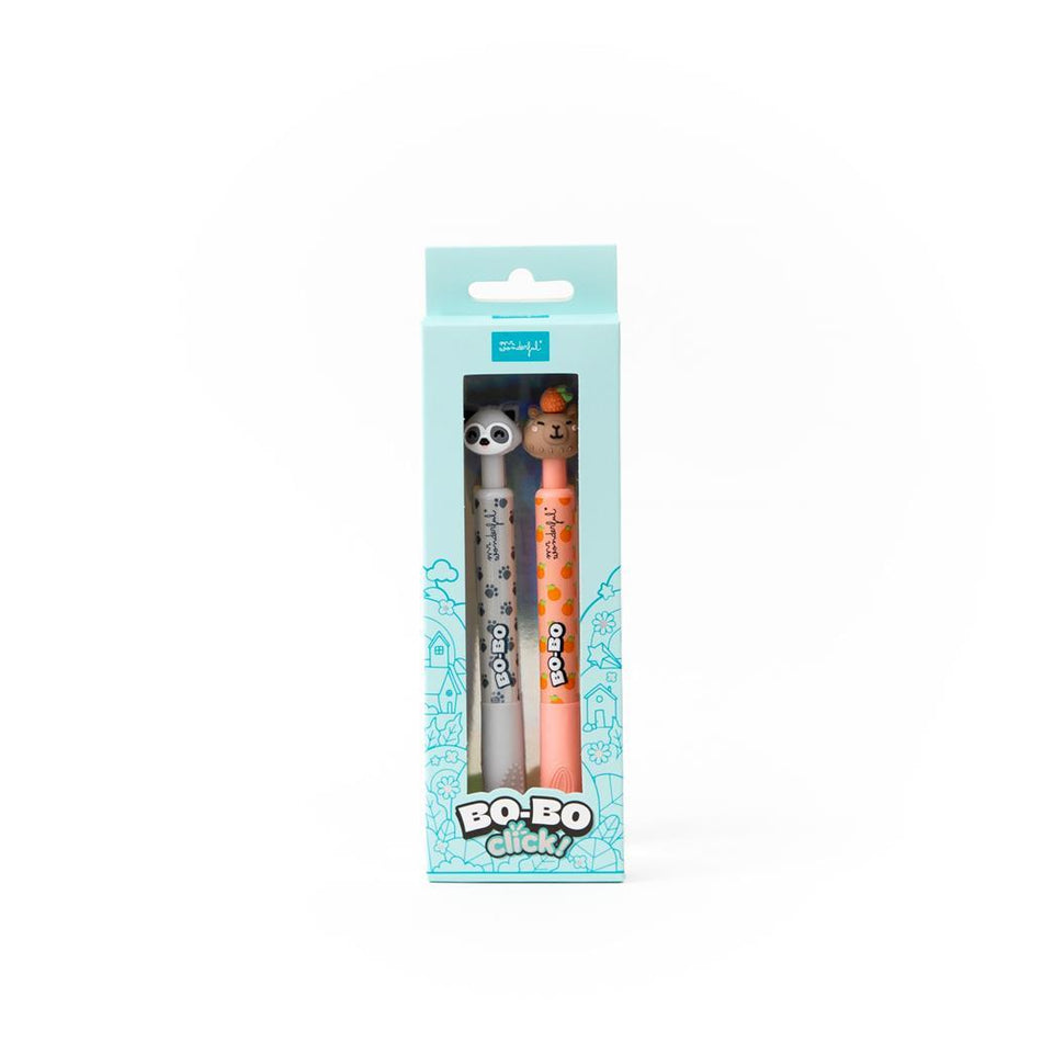 Conjunto 2 canetas apagáveis Bo-Bo Click - Capivara e Guaxinim Mr.wonderful