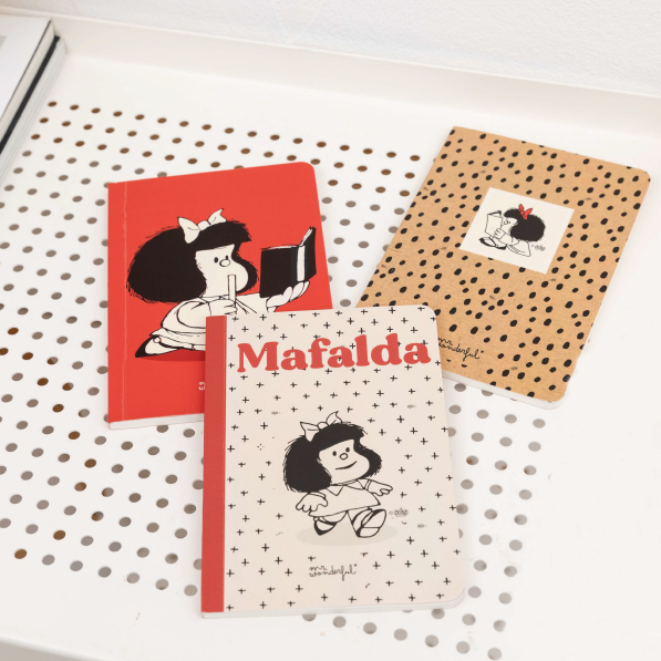 Conjunto de 3 cadernos A5 Mafalda - Define os teus objetivos - Mr.wonderful