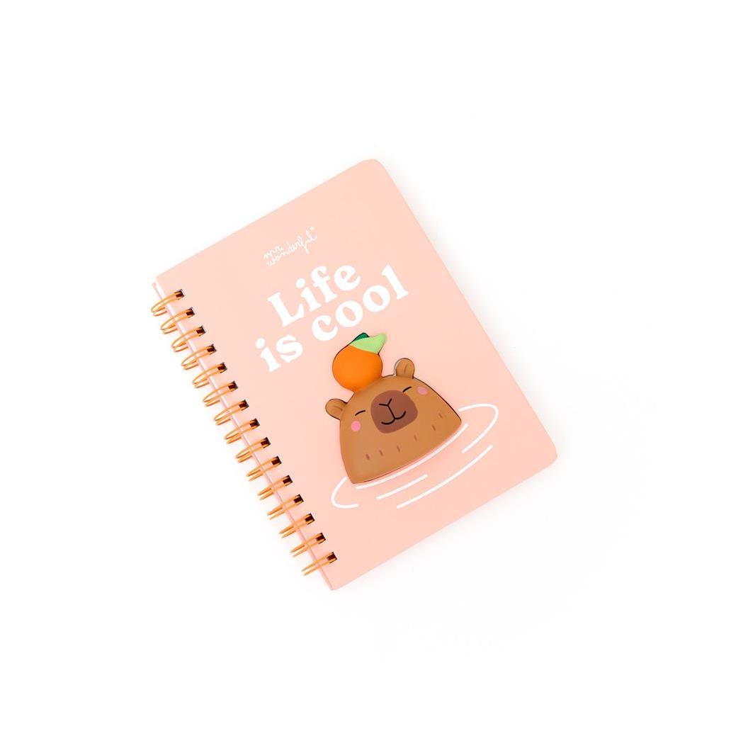 Caderno A5 3D squishy capivara - Life is cool - Mr Wonderful