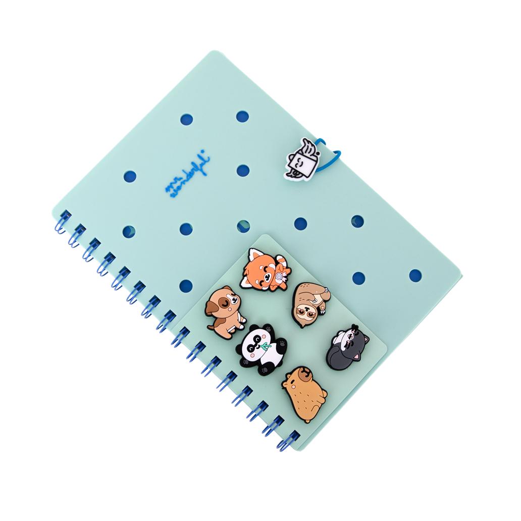 Conjunto de caderno A5 com pins - Verde - Mr. Wonderful