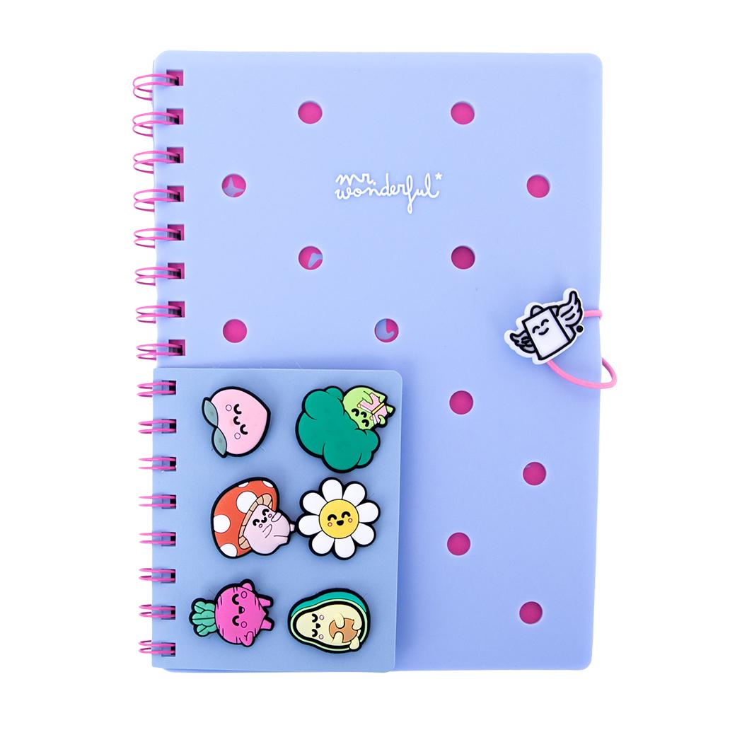 Conjunto de caderno A5 com pins - Azul Mr. Wonderful