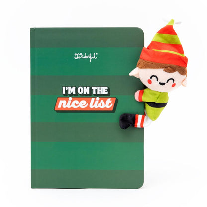 Caderno A5 com peluche duende menino - I'm on the nice list! Mr.wonderful