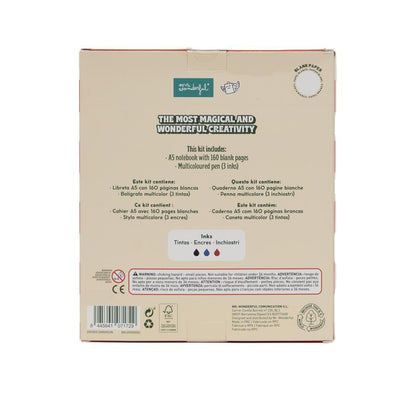 Conjunto caderno A5 fofinho + esferográfica multicolorida - Rena