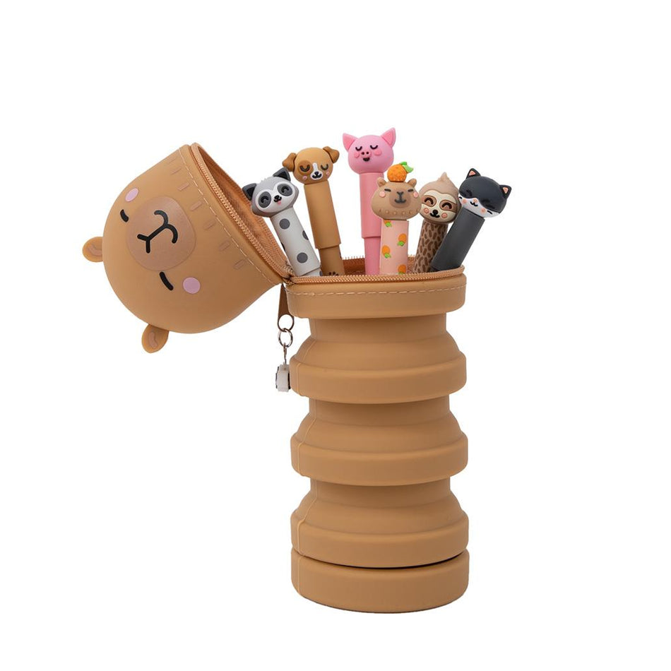 Conjunto 6 canetas apagáveis Bo-Bo + estojo de silicone Capivara Mr.wonderful