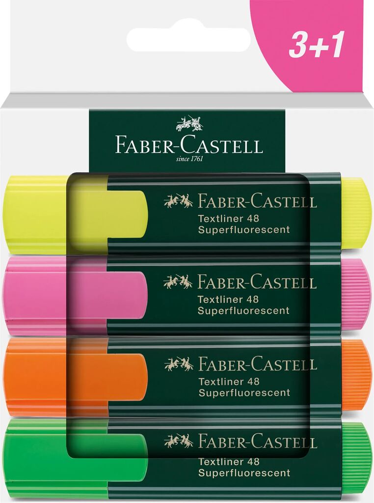 Sublinhadores Faber-Castell Textliner fluorescente