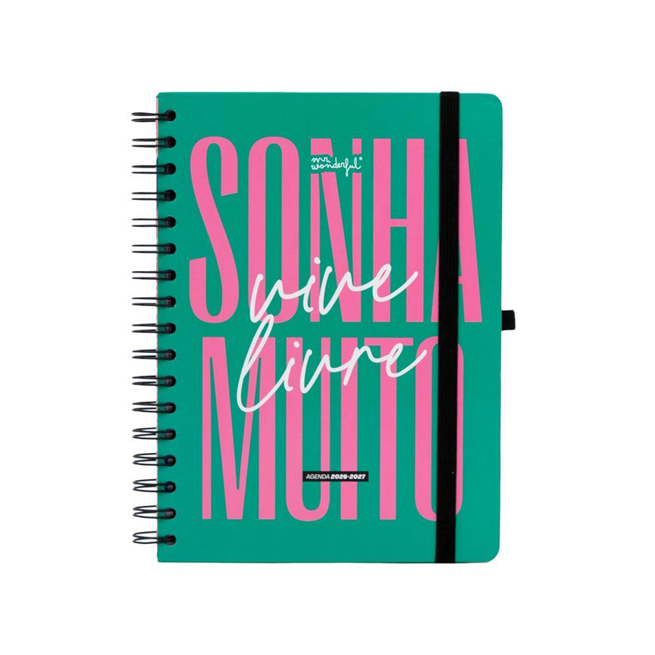 Agenda 26-27 Semanal 18 meses - Sonha muito, vive livre - Mr. Wonderful