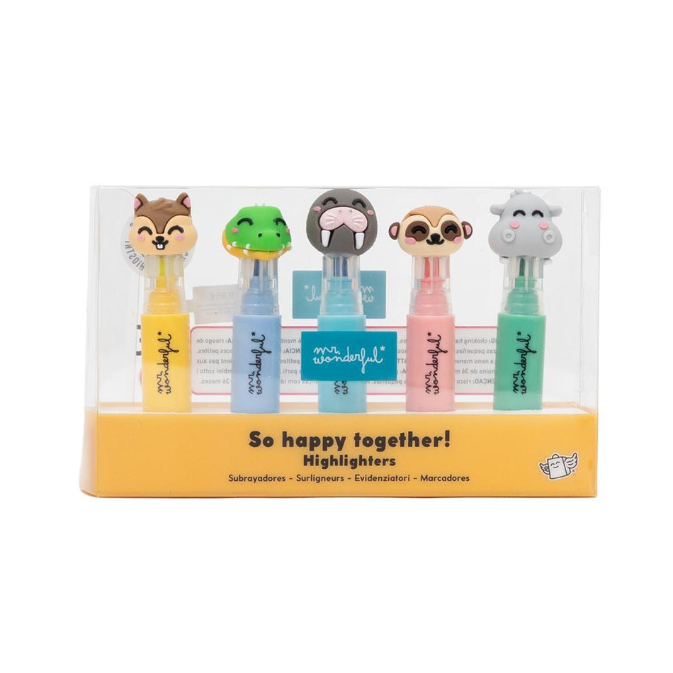 Conjunto de 5 Mini Sublinhadores - Wonder Comic - Mr. Wonderful