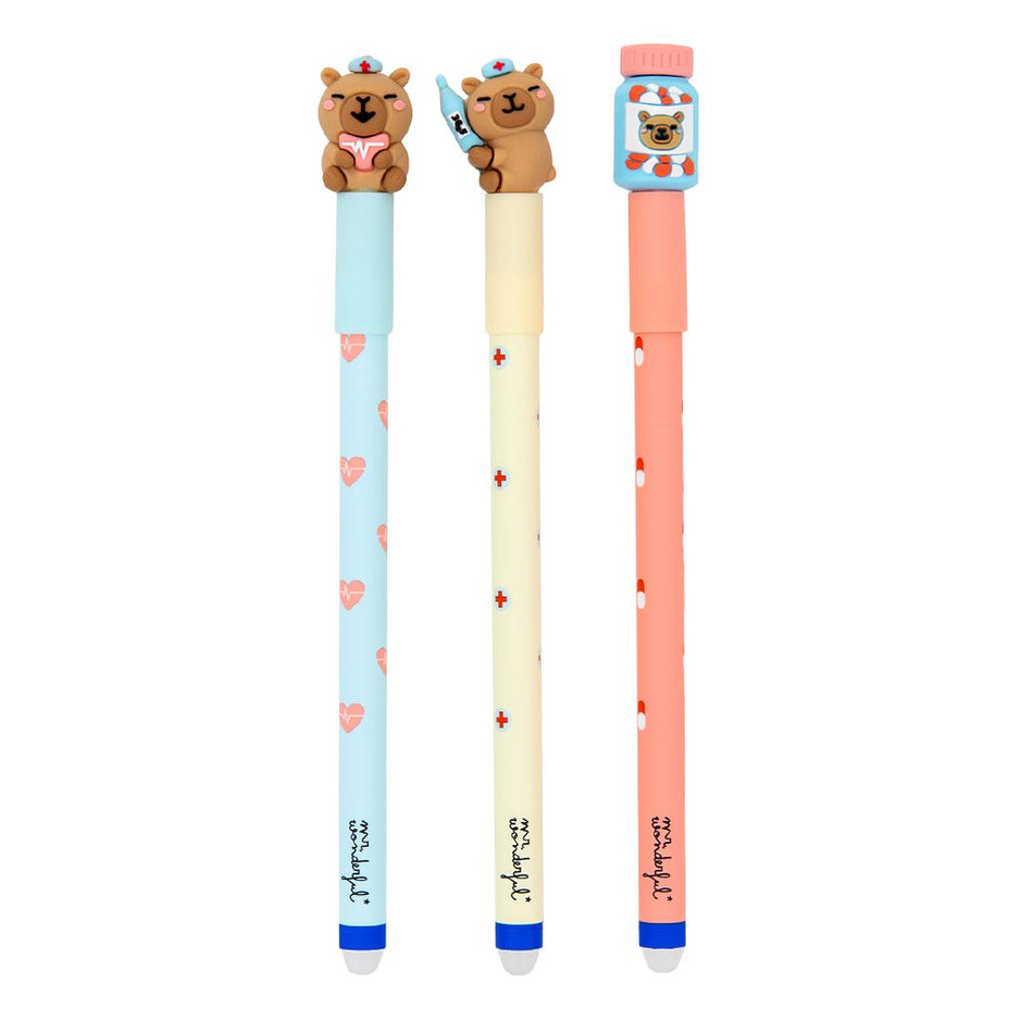 Conjunto de 3 Canetas apagáveis Capivara Saúde - Mr. Wonderful