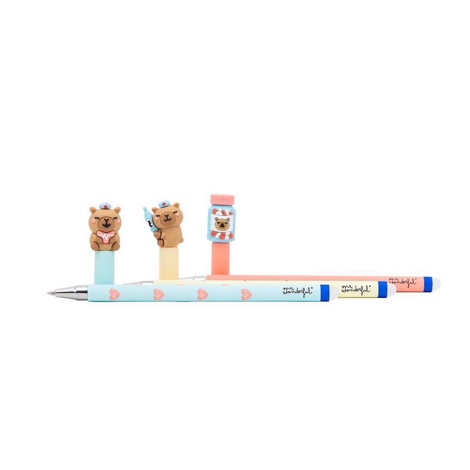 Conjunto de 3 Canetas apagáveis Capivara Saúde - Mr. Wonderful