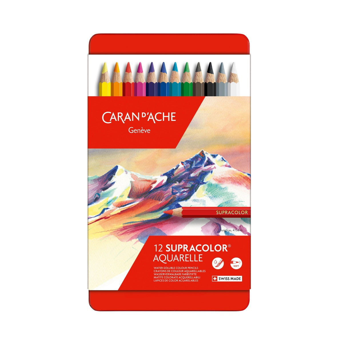 Lápis de cor aguarelável Caran d'Ache Supracolor Aquarelle 12 cores