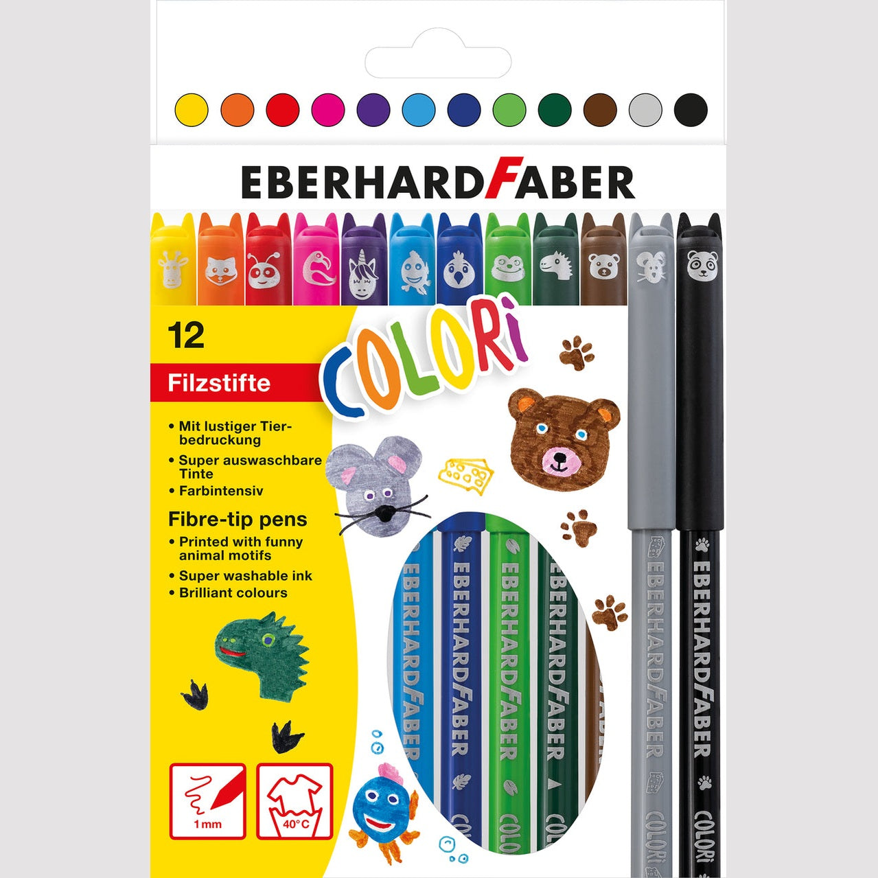 Marcadores escolares animais 12 unidades Eberhard-Faber