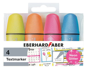 Conjunto de 4 mini sublinhadores com glitter Néon Eberhard Faber, referência 551400