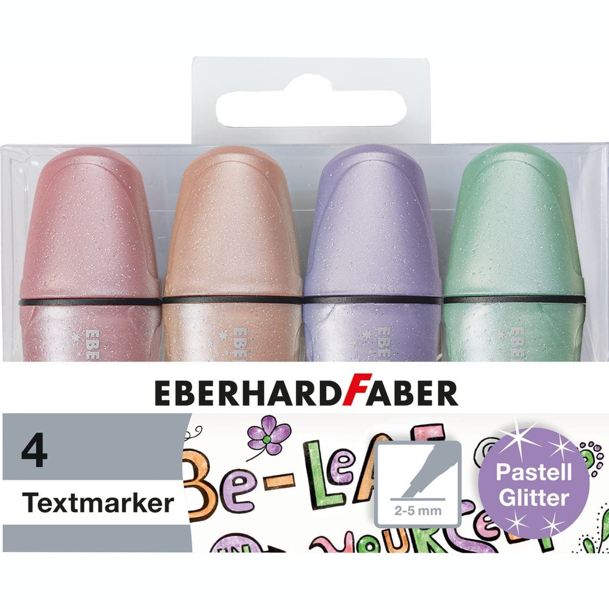 Conjunto de 4 mini sublinhadores com glitter Pastel Eberhard Faber, referência 551401
