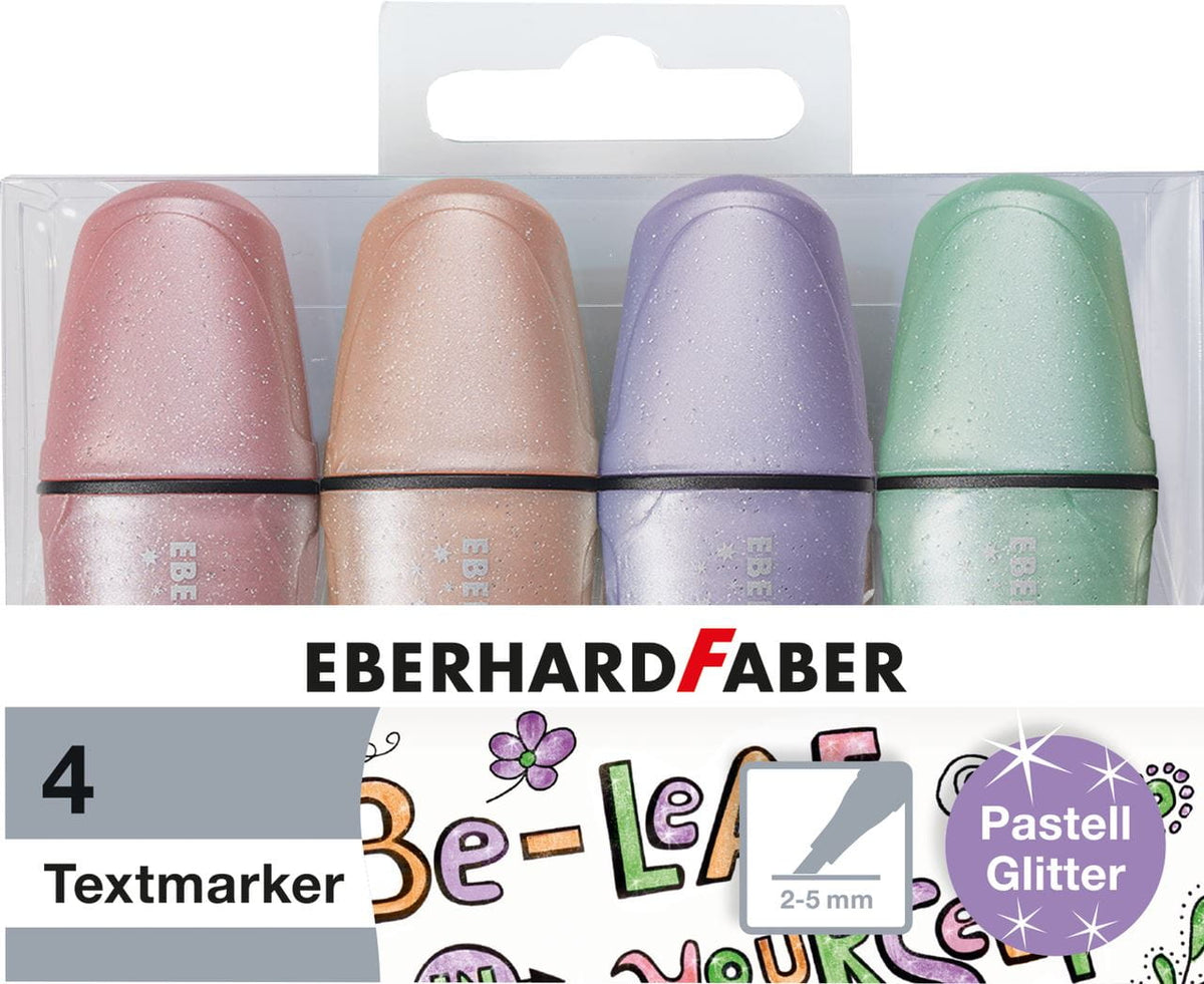 Conjunto de 4 mini sublinhadores com glitter Pastel Eberhard Faber, referência 551401