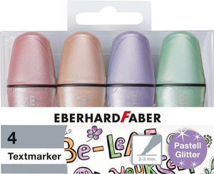 Conjunto de 4 mini sublinhadores com glitter Pastel Eberhard Faber, referência 551401