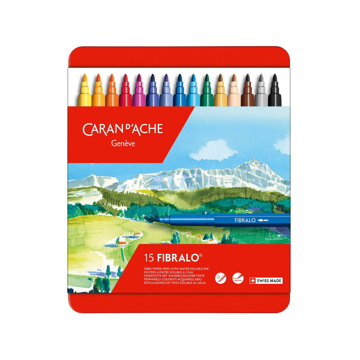 Marcadores Caran d'Ache Fibralo caixa com 15 cores