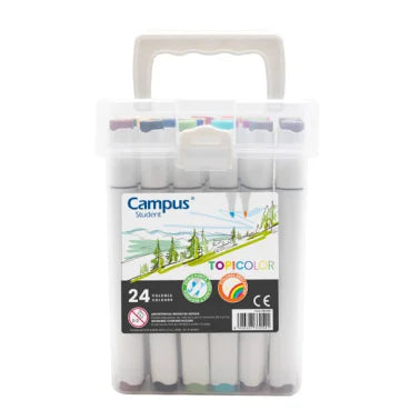 Marcadores de ponta dupla Topicolor Cx24 cores Campus