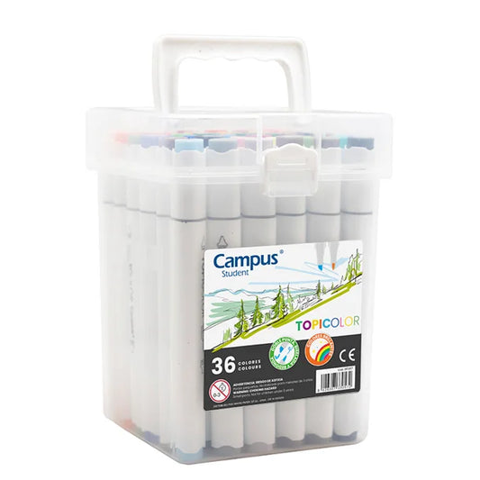 Marcadores de ponta dupla Topicolor Cx36 cores Campus