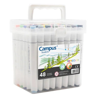 Marcadores de ponta dupla Topicolor Cx48 cores Campus