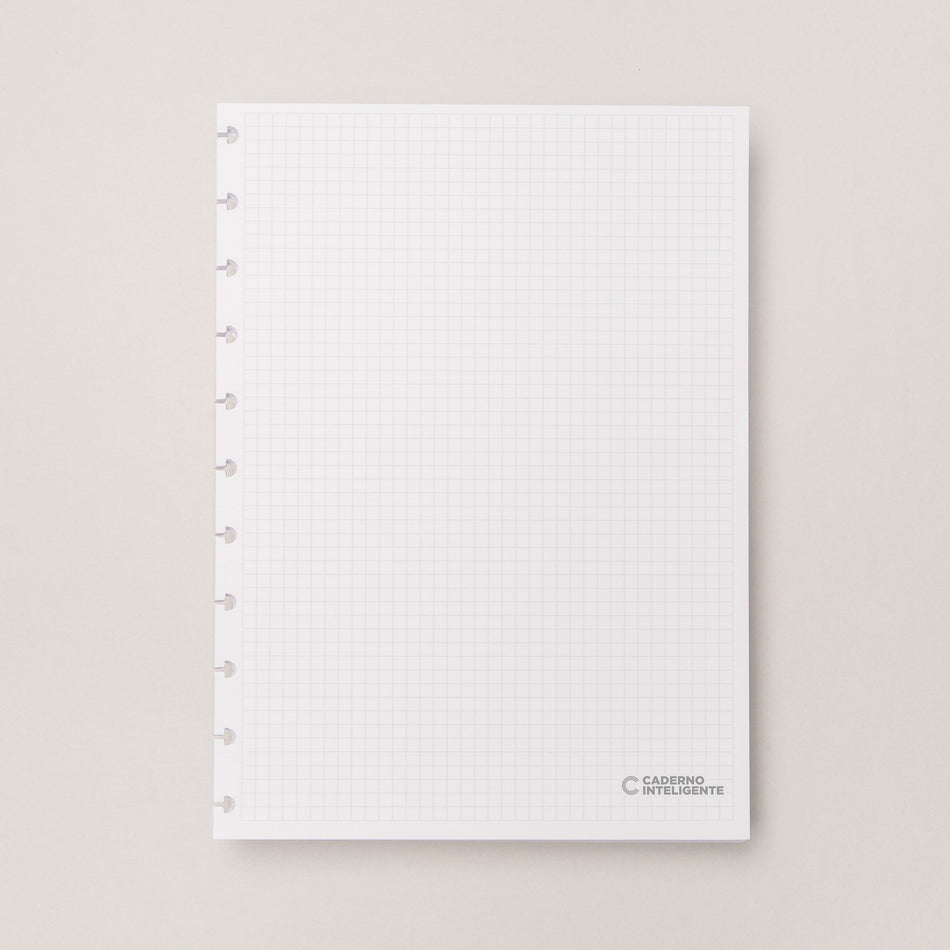 Folhas quadriculadas brancas Grande 90g para Caderno Inteligente