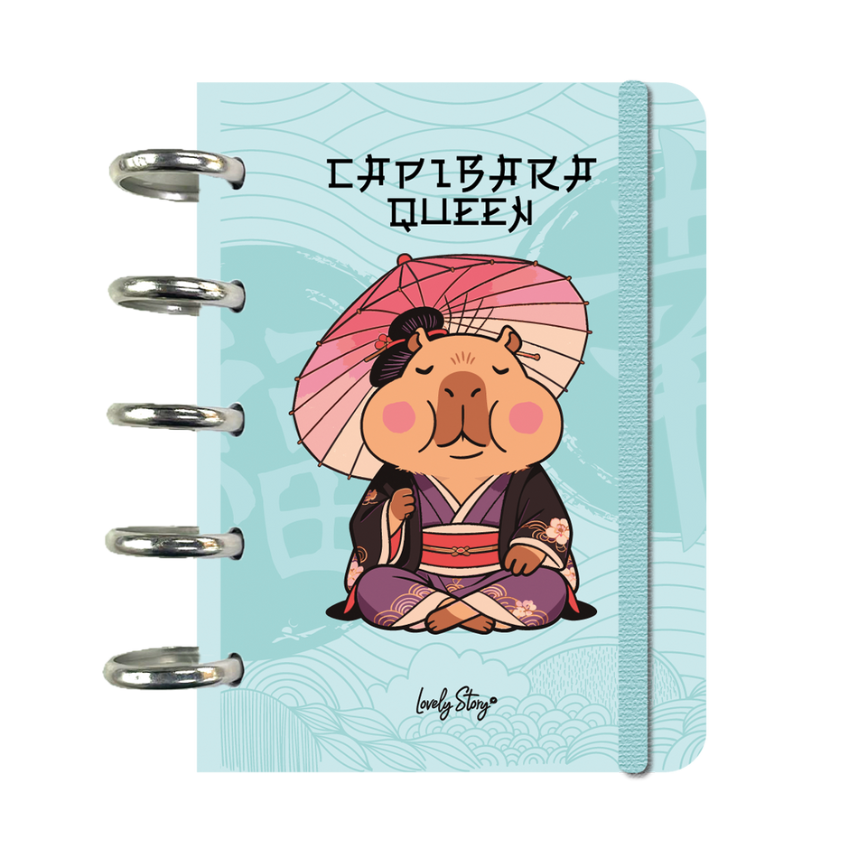 Caderno A6 com sistema de discos capivara queen - mint