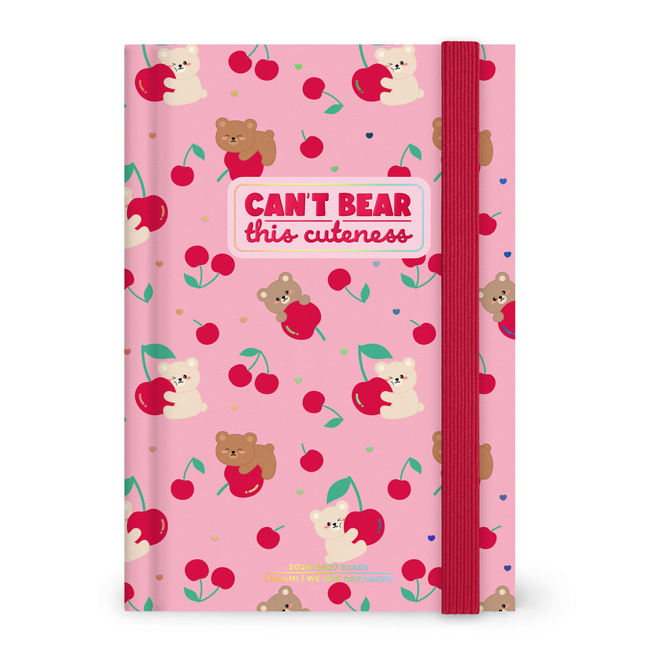 Agenda Legami 16 meses Diária -Média- Urso Cereja Rosa