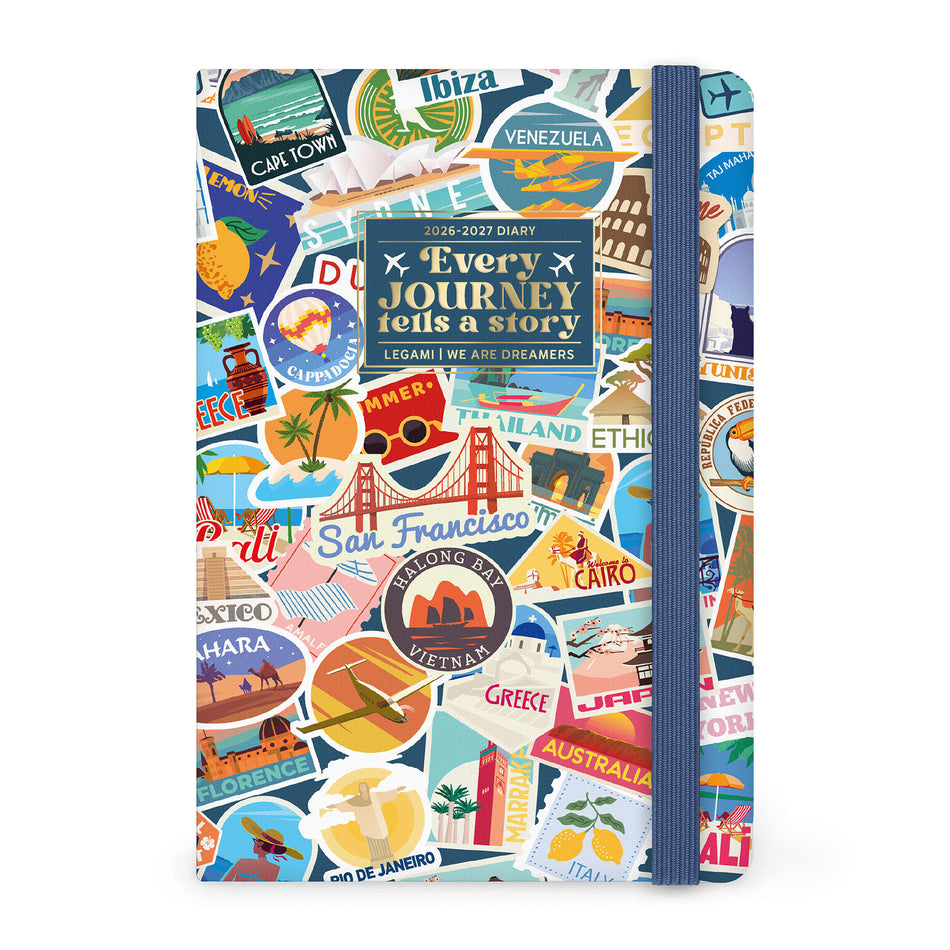 Agenda Legami 16 meses Semanal -Média- Travel Stickers