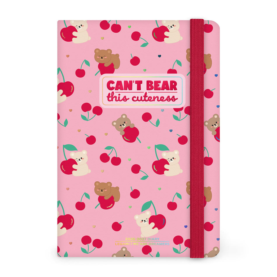 Agenda Legami 16 meses Semanal -Média- Urso Cereja Rosa