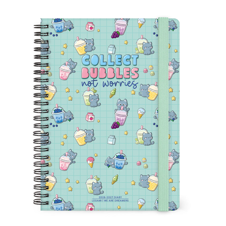 Agenda Legami 16 meses Semanal -Grande Espiral- Gato Bubble Tea