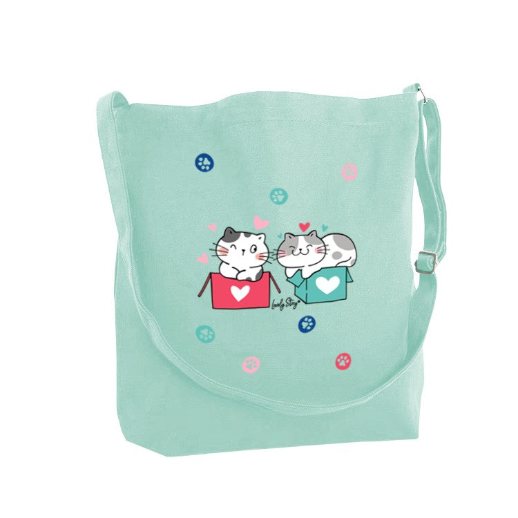 Saco de tecido Lovely Story – Cat Whiskers – Menta — Ref. BLC2656MT